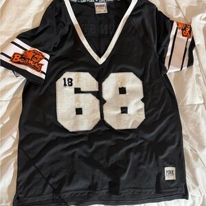 PINK Victoria's Secret Black, White & Orange OSU Beavers Football Jersey